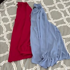 J Crew Pink and Blue Blouse Set Sz XL